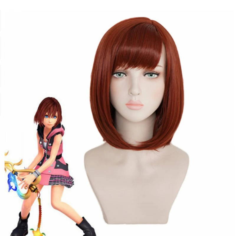 

Kingdom Hearts III Kairi Wig Short Reddish Brown Heat Resistant Synthetic Hair Peruca Cosplay Costume Wigs + Wig Cap