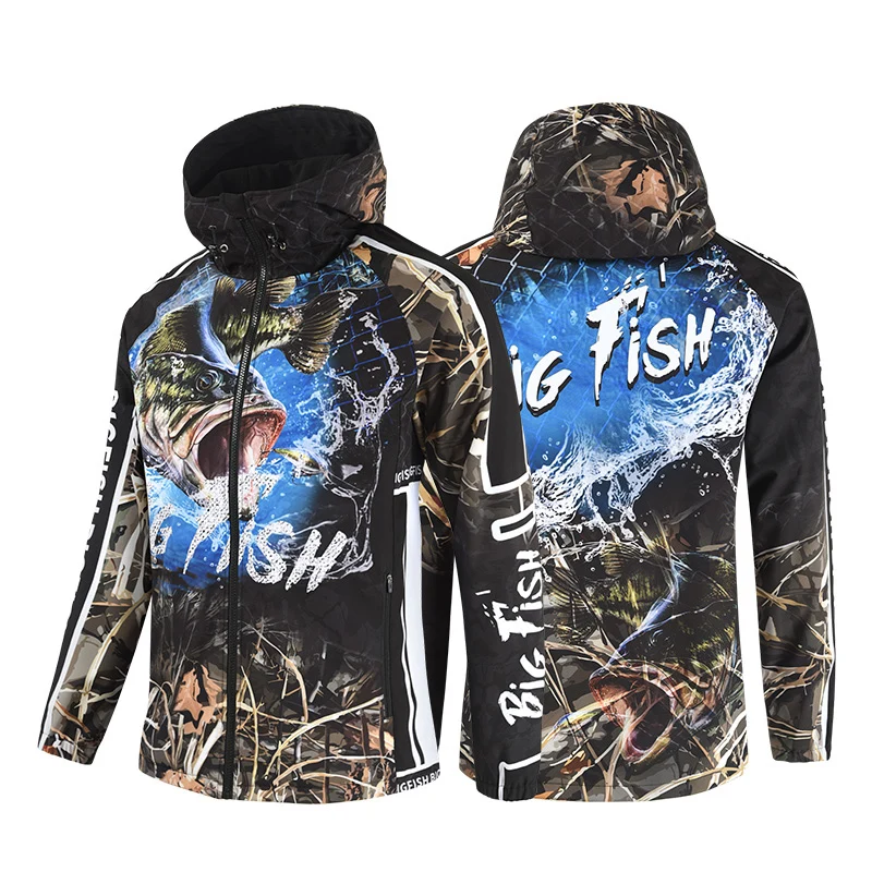 

2020 Waterproof Hiking Jacket Men Windproof Fishing Coat With Zipper Warm Fishing Clothing Hoodie Windbreaker Jacket