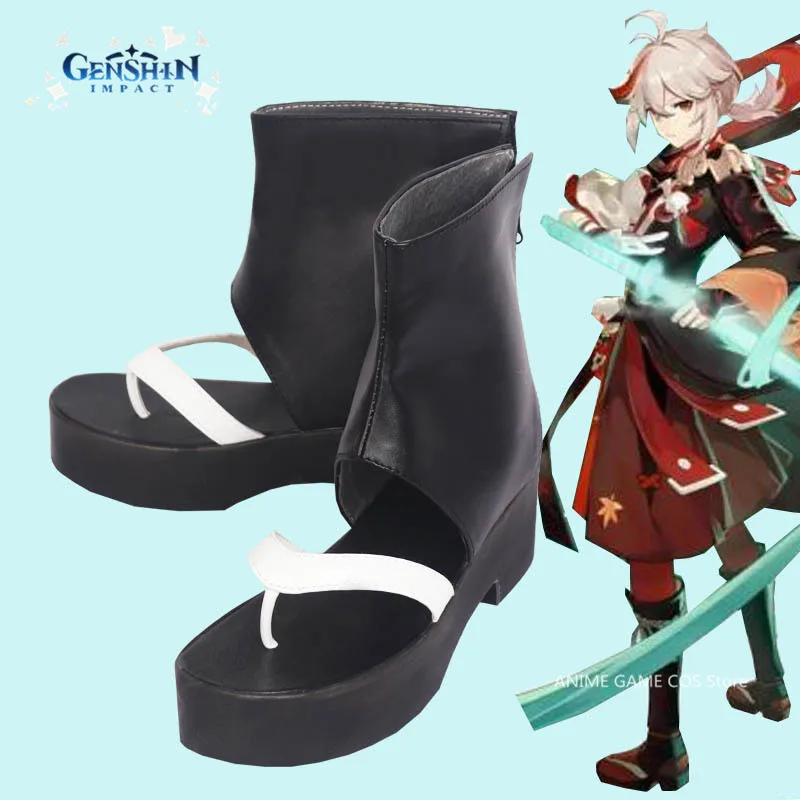 Ботинки казуха COS kaedeхара аниме Genshin Impact Inazuma из искусственной кожи высоко