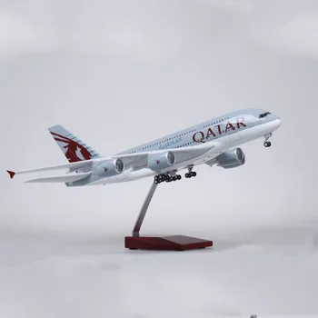 

1/160 Scale 45.5cm Airplane Diecast QATAR Airline Model Airbus A380 With Light and Wheel Resin Plane Collection Children Gifts