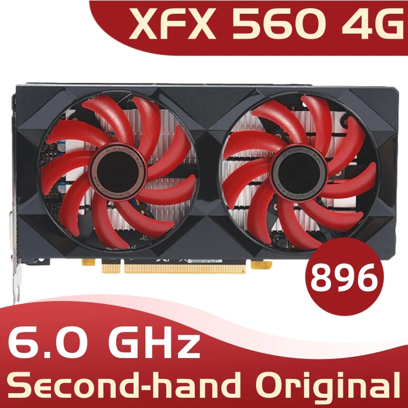 Видеокарта XFX RX 560 4 ГБ GDDR5 для AMD RX 500 серии VGA Видеокарта RX560-4GB RX560 RX564 4G HDMI DVI 7000 МГц PCI 3,0 б/у-1