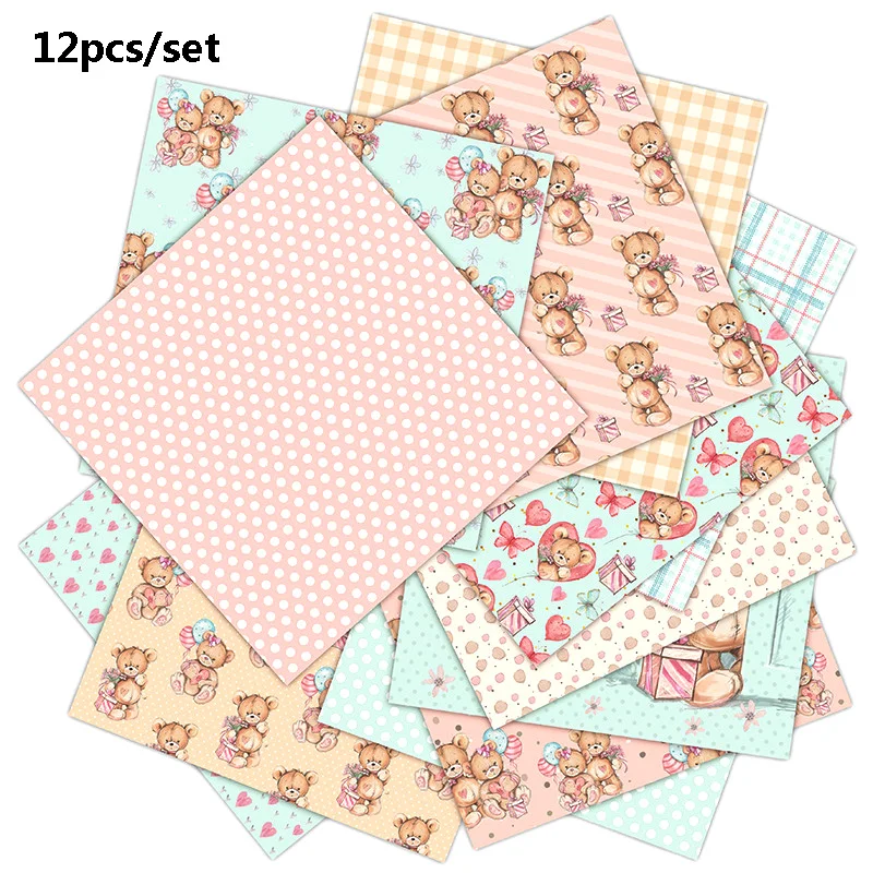 Dolce Vita 12pc Little Bear Scrapbooking Pads Paper Scrapbook Craft Origami Art Background for DIY Card Making | Дом и сад