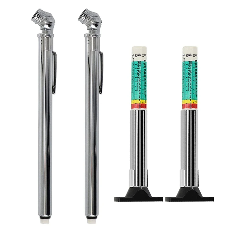 2Pcs Pencil Tire Pressure Gauge (10 50 PSI ) Manuel Tire Guage with