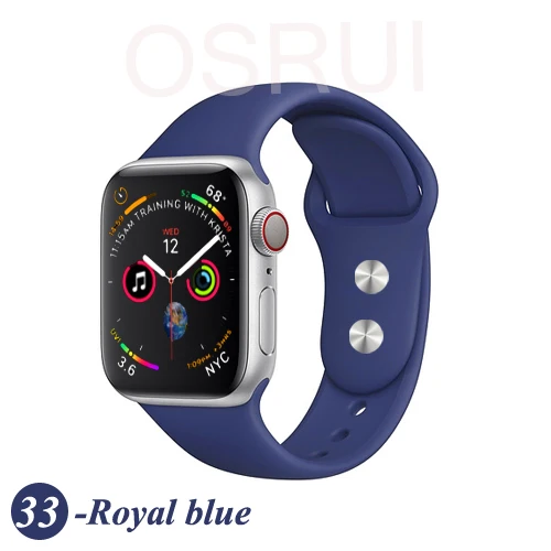 33-Royal blue Ремешок для спортивных часов для apple watch band 42 мм/38 мм apple watch 4 3 2 band iwatch band 44 мм/40 мм браслет ремень часы аксессуары - Цвет ремешка: 33-Royal blue