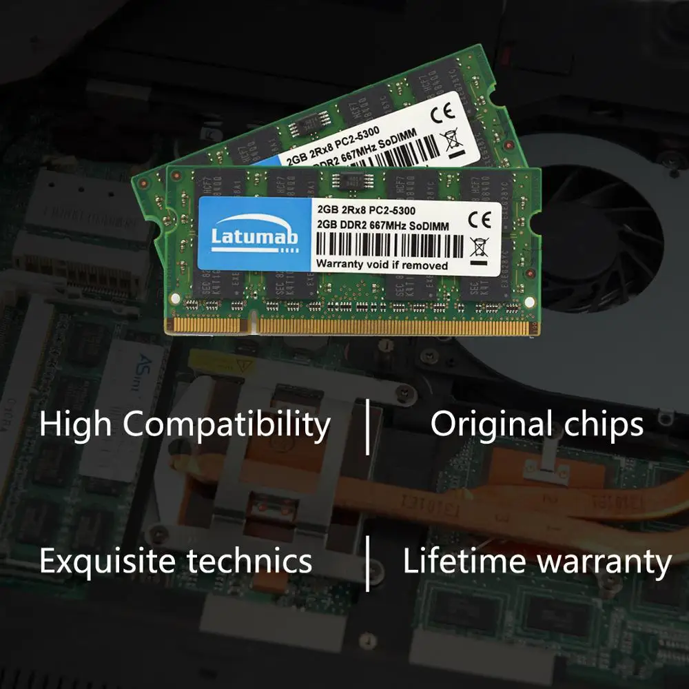 Память для ноутбука Latumab DDR2 2 ГБ 4 667 МГц PC2 5300 память SoDimm ОЗУ 200pin модуль высокого