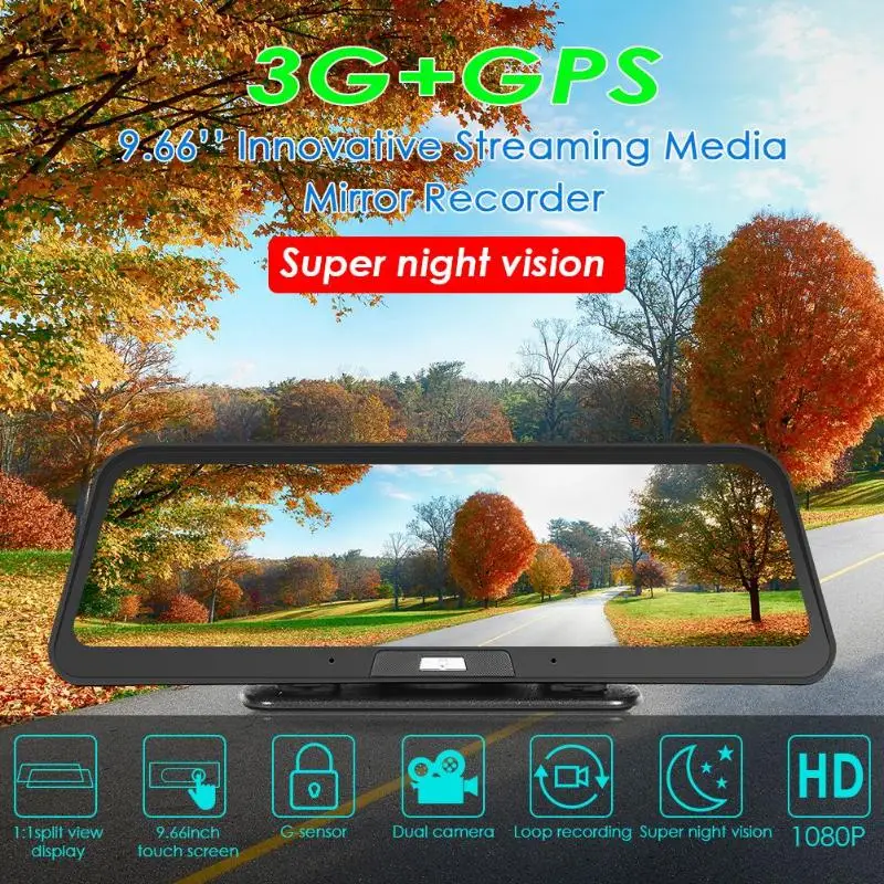 Phisung E96 Full HD 1080P автомобильный видеорегистратор камера 9,66 дюймов 3g Android 5,1 gps навигация двойной объектив ночного видения цифровой видеорегистратор