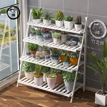 Из Бамбука Pure moso Bamboo Складная подставка для цветов пол Крытый многослойный Pergola балкон гостиная суккуленты полка для кухонной утвари