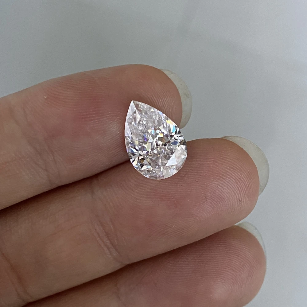 Meisidian D VVS1 8x12mm 4 Carat Pear Shape Iced Crushed Cut Moissanite Diamond