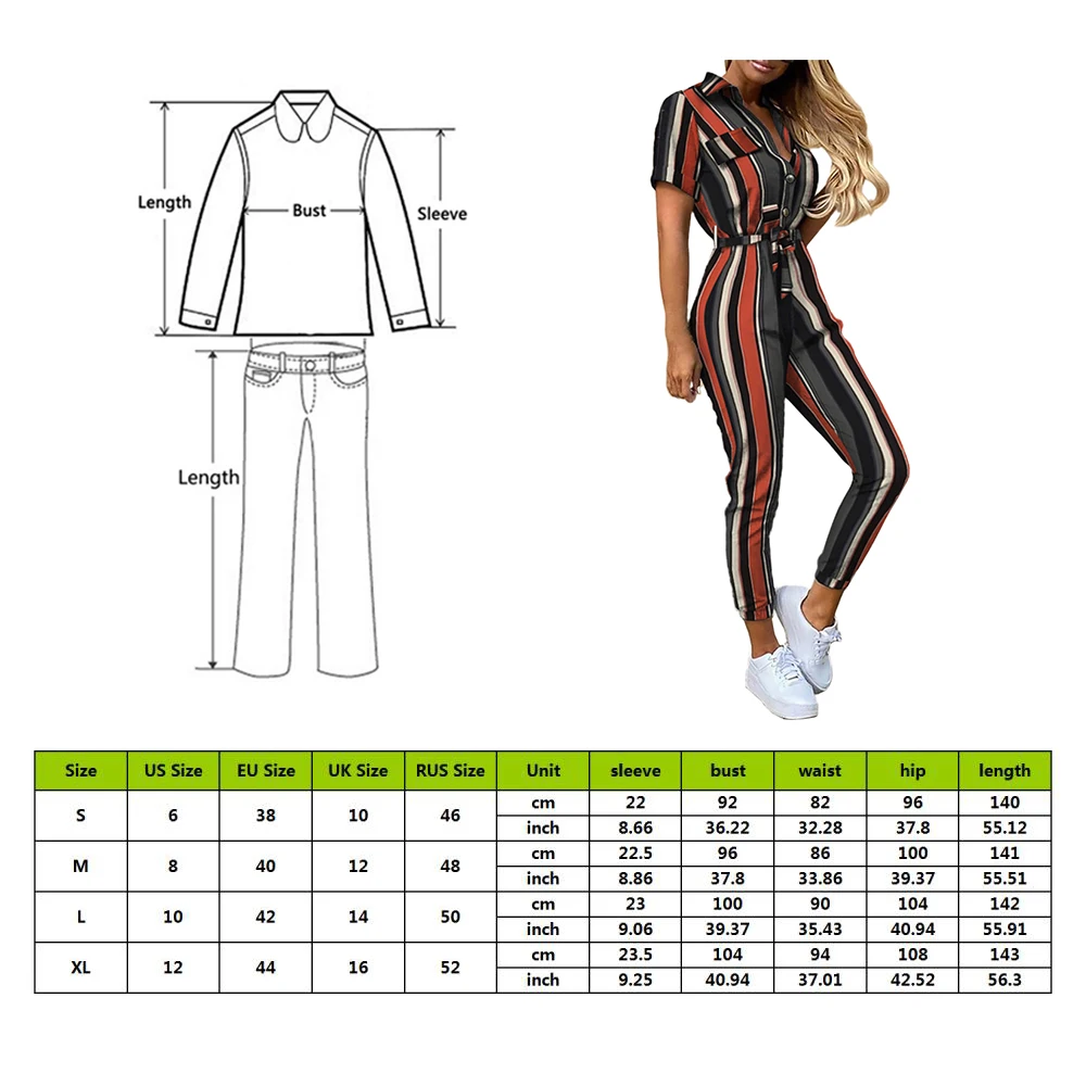 Women Casual solid color Jumpsuit 2020 Summer Deep V Neck Button Shirt Overalls Short Sleeve Office Lady One Piece Romper Belt