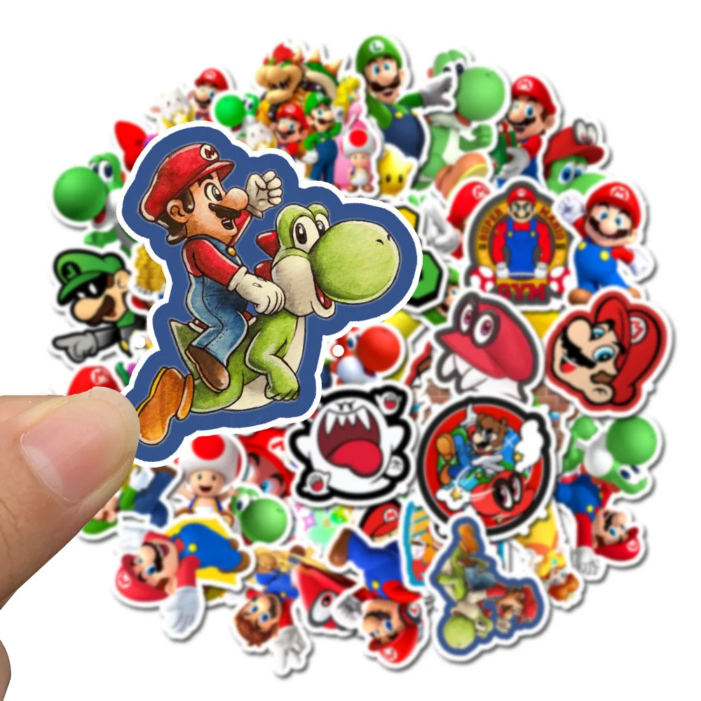 

50Pcs lot Super Mario Waterproof Stickers Computer Mobile phone Trolley case Personality Graffiti Suitcase Guitar Stickers