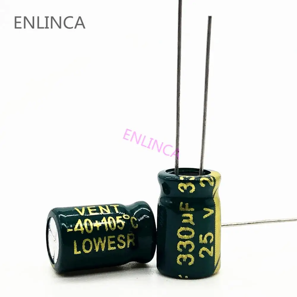 

20pcs/lot s92 25V 330UF Low ESR/Impedance high frequency aluminum electrolytic capacitor size 8*12 330UF25V 20%