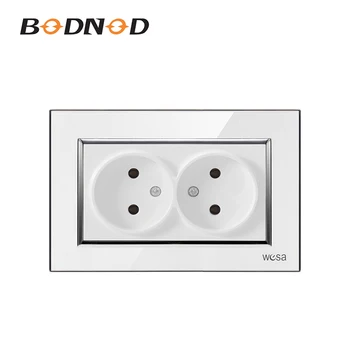 

Two Socket Eu White Acrylic Wall Schuko Socket Not Grounded 250V 10A Power Supply Wall Mount Charger Decorative Socket
