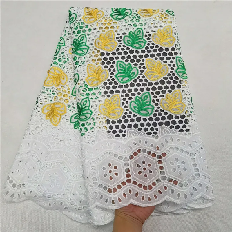 Африканская ажурная ткань заводского производства, Качественный хлопок кружево швейцарская вуаль кружевная ткань из Дубая Африканское парчовое Ткань 5 ярдов