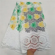 Африканская ажурная ткань заводского производства, Качественный хлопок кружево швейцарская вуаль кружевная ткань из Дубая Африканское парчовое Ткань 5 ярдов