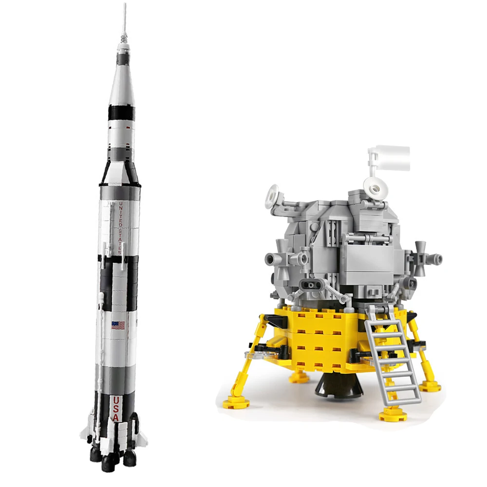 MOC Apolloes Saturn V ракетный космический корабль Lunares модуль модель кирпича серия
