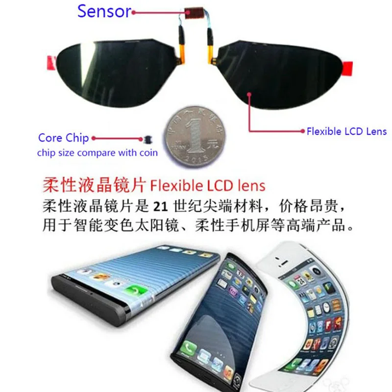 Солнцезащитные очки умные очки с УФ-защитой ЖК объектив Водонепроницаемая технология авто изменение цвета интеллектуальные солнцезащитные очки гибкие складные