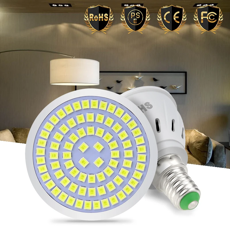 

E27 Spotlight LED Lamp MR16 220V LED Bulb GU10 Spot Light E14 Bombilla 48 60 80leds Light Bulb B22 Indoor Lighting GU5.3 2835SMD