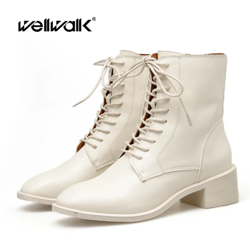 Off White/ботильоны Martens женская зимняя обувь ботинки в байкерском стиле на шнуровке