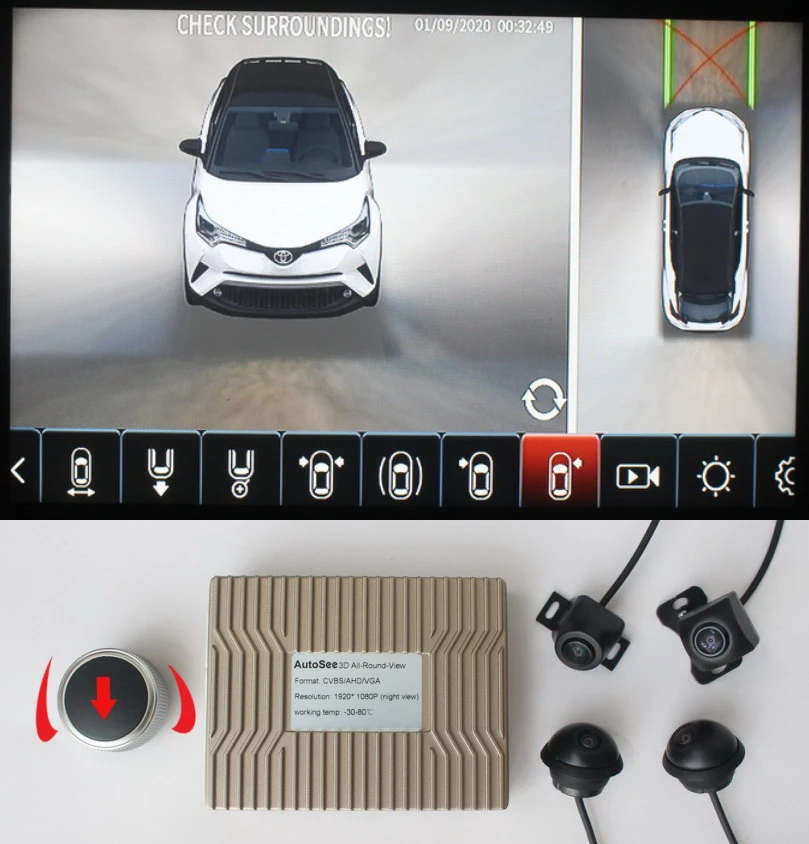 for Toyota CHR CHR 3D Keyking 360 degree camera Car birds eye