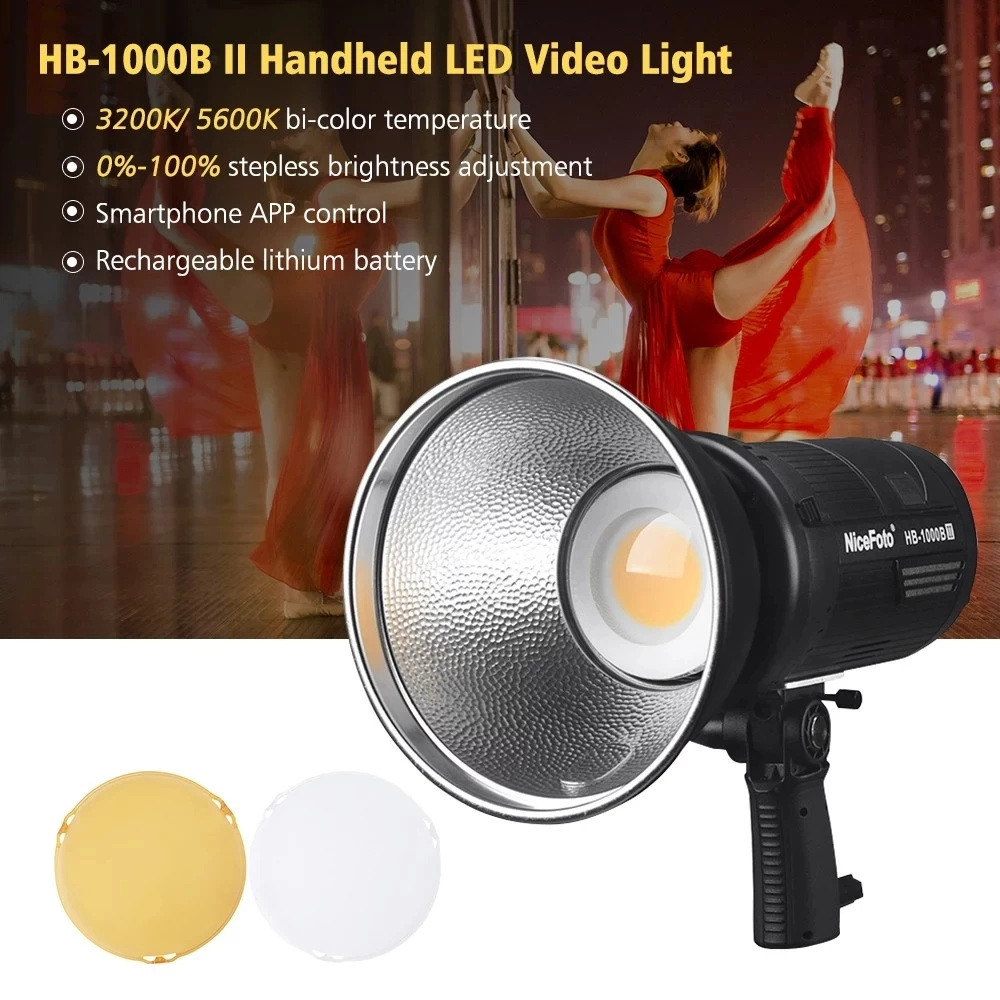  NiceFoto LED Light Lamp100W LCD Display 3200K/5600K CRI95+ APP Remote Control with Battery Charger  - 4000164756023