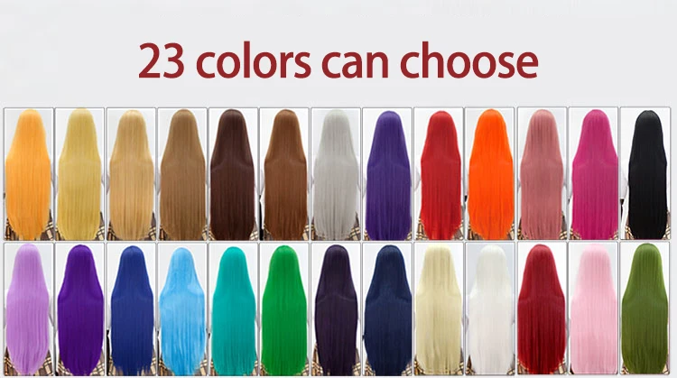 MUMUPI 100cm 23 Different Colors Full Bangs Straight Long Heat Resistance Synthetic Hair Cosplay Costume Wigs