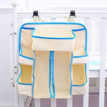 

Portable Baby Crib Durable Hanging Diapers Organizer Bedding White Storage Bag Multifunctional Nursery Heavy Duty Multi Pockets