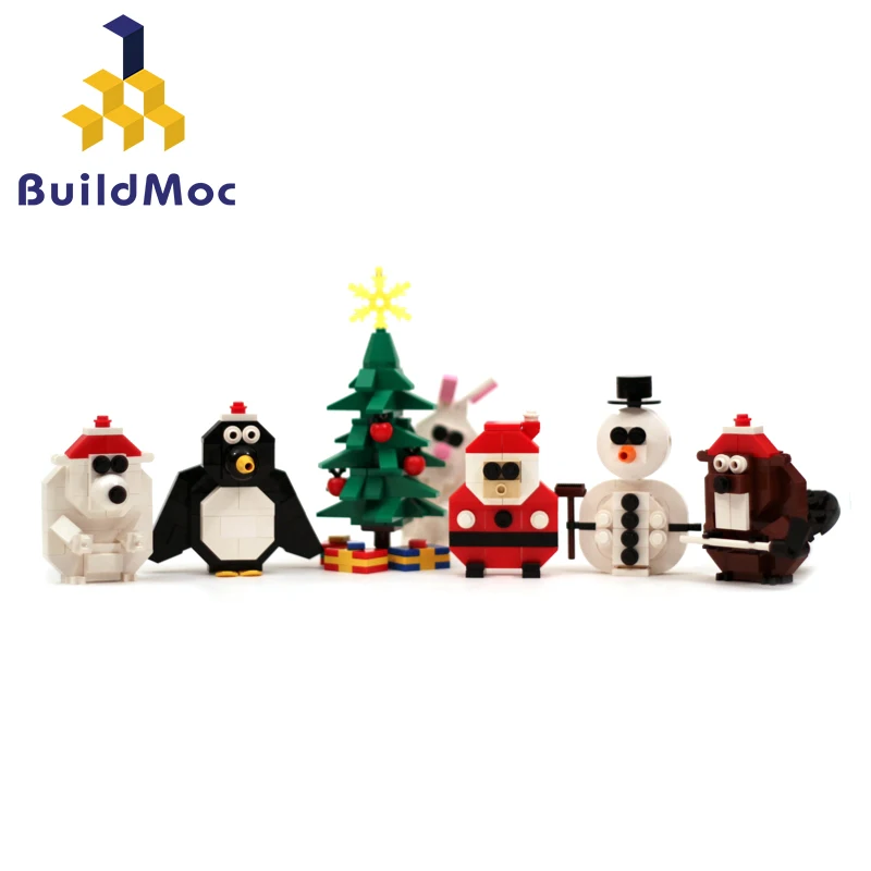 

Buildmoc Compatible Toys Children Christmas Snow House Penguin Bear Santa Model Building Blocks Set Kids Gifts Toys For Children