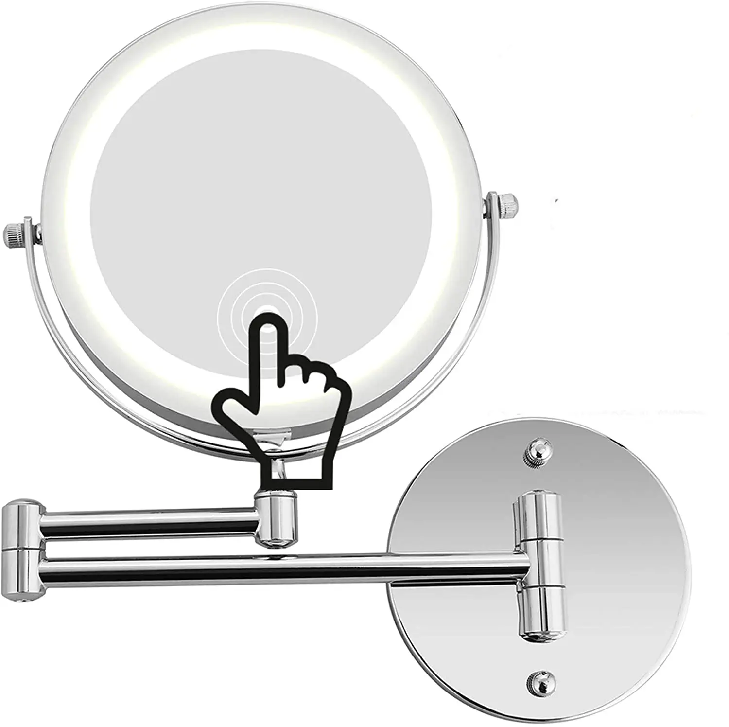 

Cosmetic Mirror with LED Lighting, Illuminated Wall Mounted, Magnifying Mirror 1x/10x Compartments, 360°makeup mirror