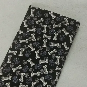 

Classic Black Grey White Animal Footprint Bone Printed Cotton Fabric 50x105cm Animal Fabric Patchwork for Cloth Dress Home Decor