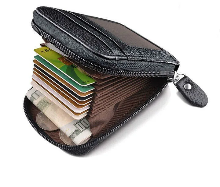 США горячая распродажа мужской кошелек из натуральной кожи кредитный держатель для карт блокирующий карман на молнии Новинка