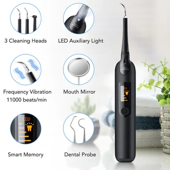 

Dental Scaler Ultrasonic Sonic Battery Powered Tartar Tool Oral Irrigator Home Portable Electric Tooth Cleaner LED Display
