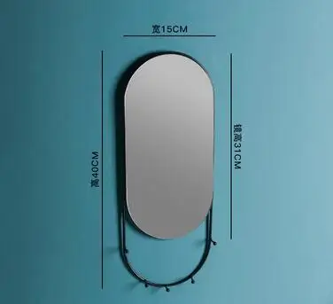 Зеркальная Наклейка, украшение для дома, наклейки для дома, Скандинавское железо, зеркало для макияжа, настенные украшения для комнаты, pf9031 - Цвет: oval-black