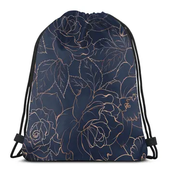 

Floral Spring Rose Bloom Leaves Backpack Bag Outdoor Fitness Drawstring Beam Mouth Backpack Sports Bag Women Bags 2020