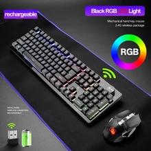 

New Recharging Wireless Keyboard Gaming Mechanical Feeling Keyboards RGB Backlit 2.4g Wireless Mouse 2400dpi Pc Gamer Keypad