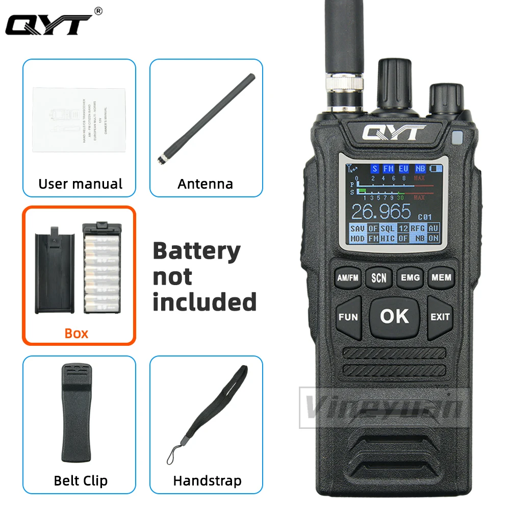 long distance walkie talkie NEW QYT 27MHz CB-58 Radio Standard Handheld 40 Channel  AM/FM CB Radio(4W Handheld Walkie Talkie) 26.965-27.405MHz walkie talkies for adults Walkie Talkie