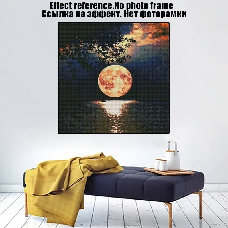 MIAODU, алмазная живопись, 5D, пейзаж, алмазная вышивка, вышивка крестиком, луна, сделай сам, стразы, Декор для дома