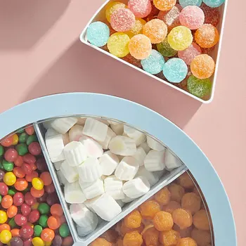 

Round Rotary Storage Box Flower Design Plastic Snack Candy Boxes Fruit Basket Home Kitchen Portable Desktop Decoration Organizer