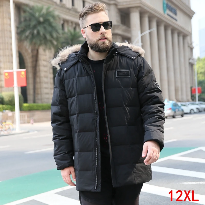 Очень большой белый утиный пух мужская куртка 175 кг размера плюс 9XL 10XL 11XL 12XL обхват