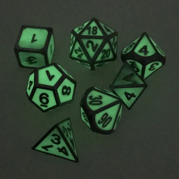 

Set of 7 Multi-sided Dice D4-D20 for DND TRPG MTG Game Accessory DIY Glow In The Dark 0.62inch