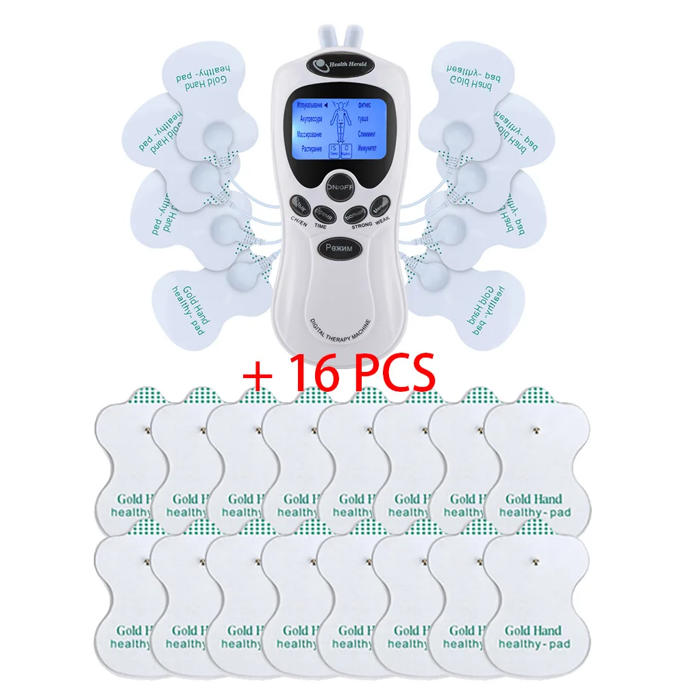 Machine - 16 Pads Русский язык десятки блок машины электрический массажер пульс, мышца стимулятор двойной десяти терапия массажер машина электродными пластинами - Цвет: Machine - 16 Pads
