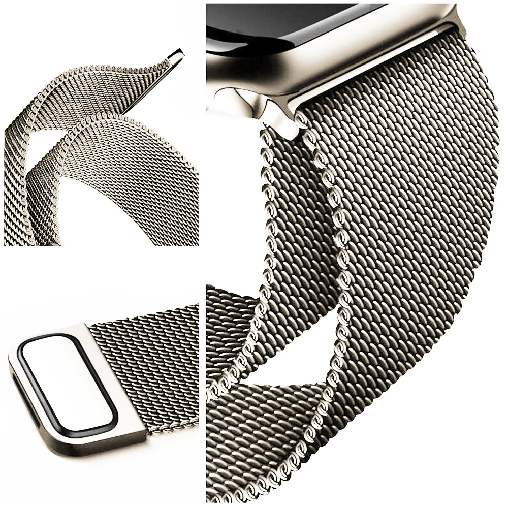Metal Milanese loop Strap For Apple watch band 7 45mm 44mm 40mm iWatch Series 42mm38mm stainless steel bracelet magnetic 3456 se