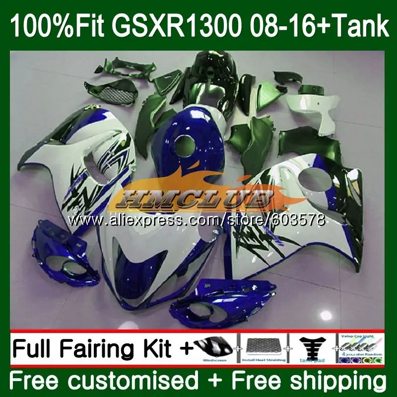 Инъекции для SUZUKI Hayabusa GSXR 1300 2008 2009 2010 2011 2012 22CL. 75 GSX-R1300 GSXR1300 08 09, 10, 11, 12, белый голубой обтекатель - Цвет: No. 1