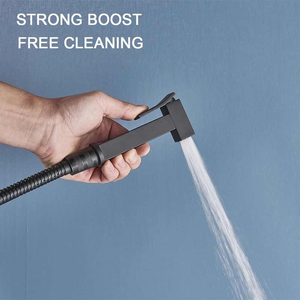 Description Picture 6 of itemOnyzpily Matte Black Bidet Faucet Brass Shower Tap Washer Mixer Cold Hot Water Mixer Crane Square Shower Toilet Sprayer Head