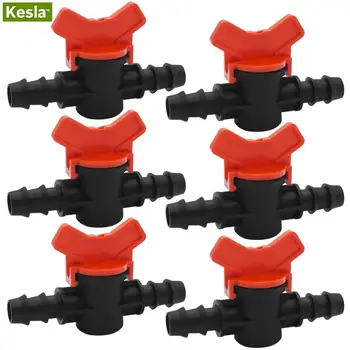 

KESLA 6PCS Barbed Double Coupling 16mm Switch Valve for 1/2'' Tubing Hose Drip Irrigation Watering System Kit Greenhouse Lawn