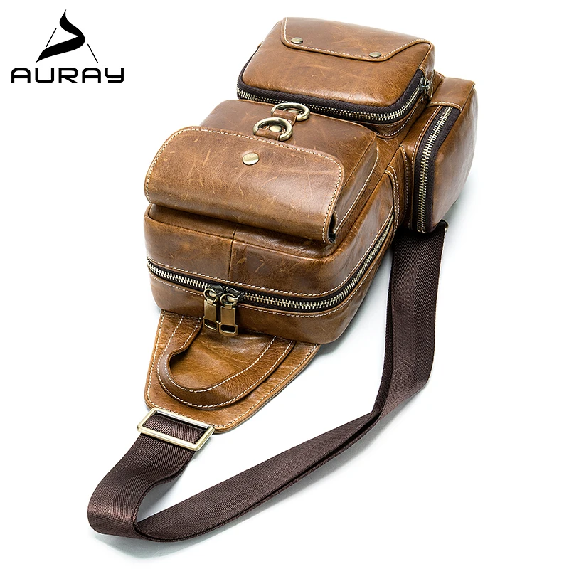 AURAY роскошные сумки через плечо для мужчин модная винтажная мужская