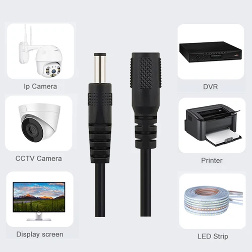 DC 12V 전원 연장 케이블, CCTV 보안 IP 카메라용 어댑터 코드 호환 소켓 커넥터, 1m, 2, 3, 5 m, 5.5x2.1mm 4