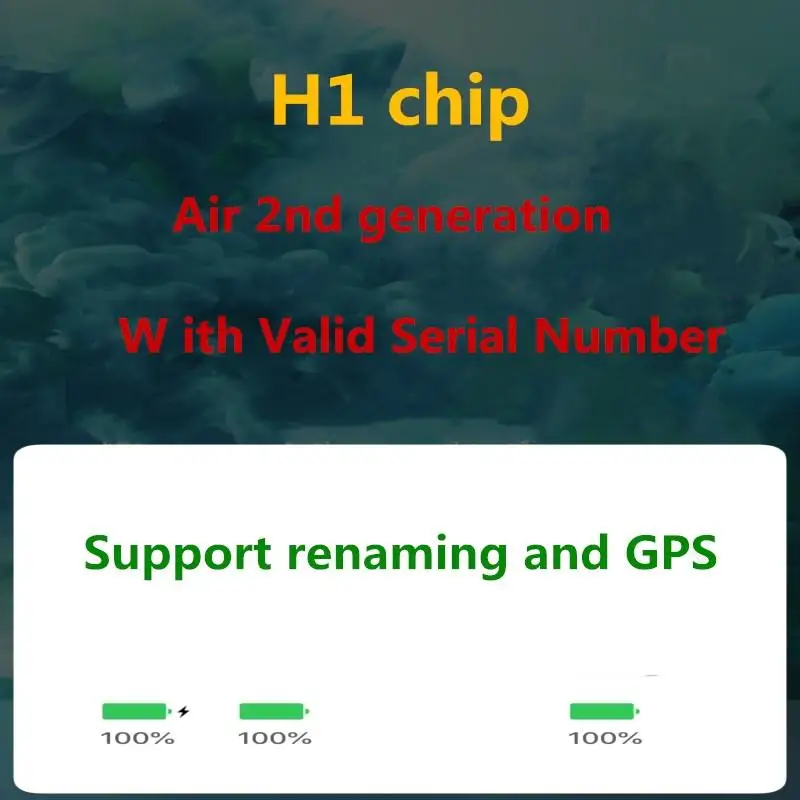 Mais novo 2nd geração de carregamento sem fio com sensor inteligente renomear bluetooth fone de ouvido gps posicionamento renomear fones h1 chip