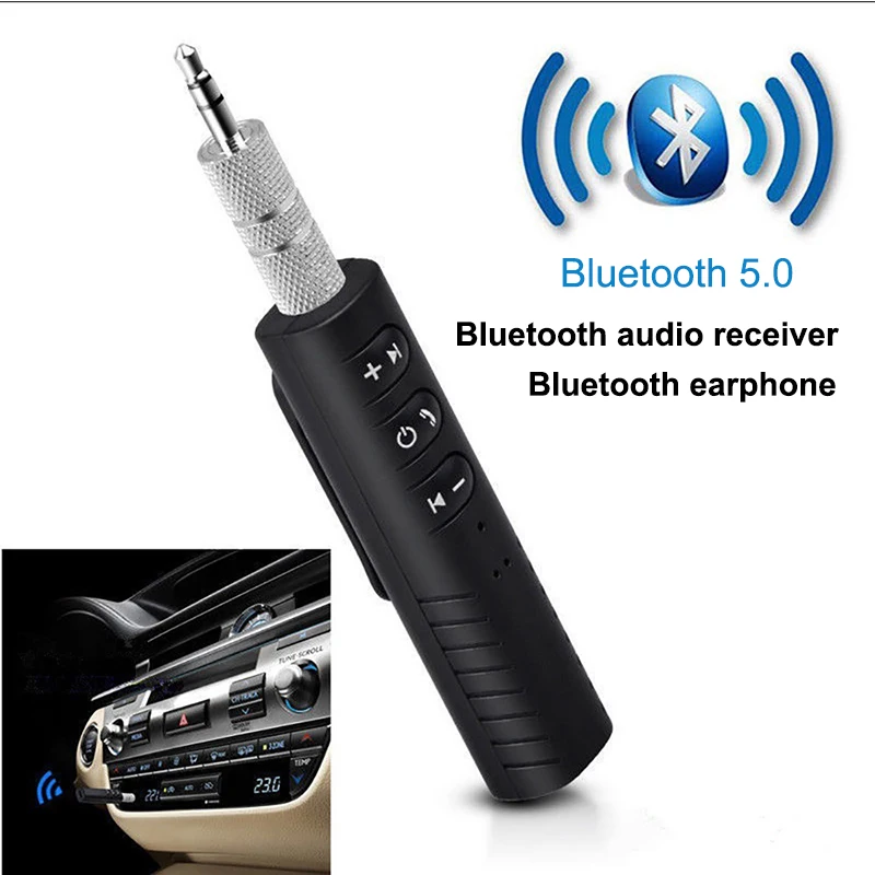 

Bluetooth 5.0 3.5mm Jack Mini Wireless Bluetooth ReceiverAudio Music adapter with Mic for Headphone Speaker Vehicle Hand-Free