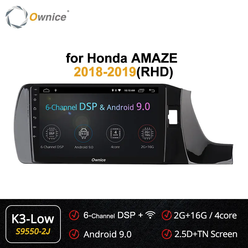Ownice 2DIN Автомагнитола Android 9,0 Восьмиядерный для HONDA Amaze K1 K3 K5 K6 Радио BT gps Navi 4G LTE DSP 360 панорама оптическая - Цвет: S9550-2 K3  LOW