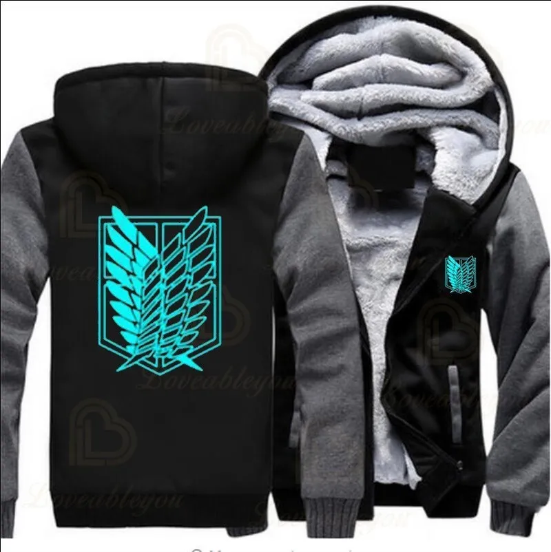 Ataque en Titán abrigo de invierno Cosplay Scout legión chaquetas sudadera japonesa Anime con capucha de lana con capucha chándal gruesa Harajuku abrigos